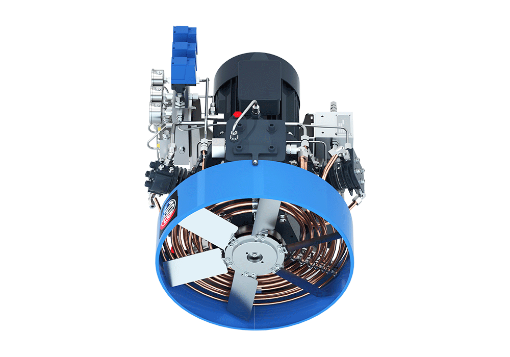 V5650/350N Compressor Unit AIR COOLED LUBRICATED 3 STAGES 3 CYL 5.5 bar inlet 30 m3/hr @ 350 bar  7.5 kW 1500RPM