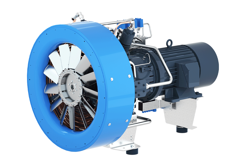 SVB950/300NG Compressor Unit AIR COOLED LUBRICATED 4 STAGES 4 CYL .3 inlet 86 m3/hr @ 300 bar  30 kW 1500RPM